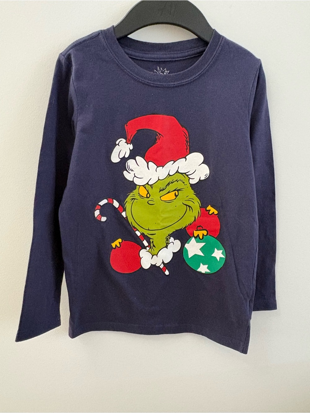 Kids Navy Grinch Holiday Long-Sleeve Tee